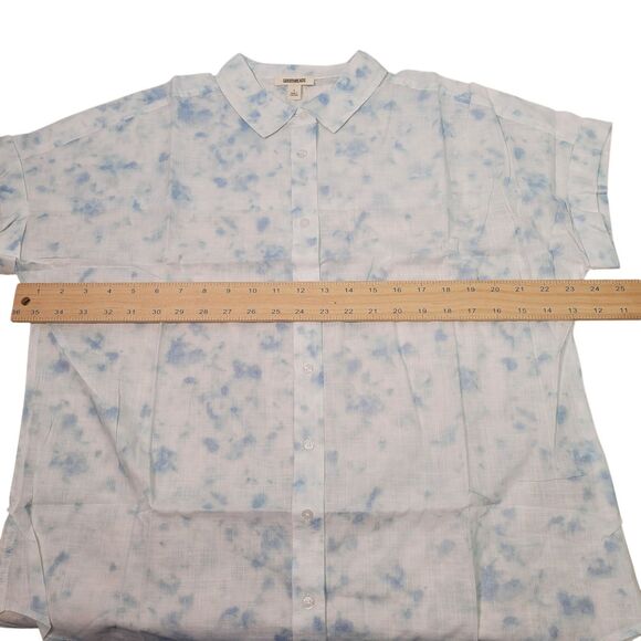 GoodThreads Women Washed Cotton Short-Sleeve Shirt Watercolor Print Size Large - Picture 11 of 15